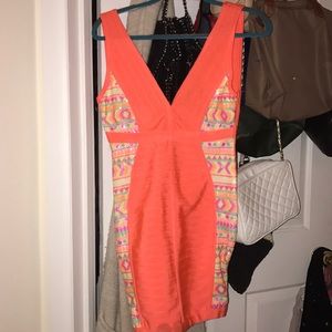 Bandage orange/pink dress